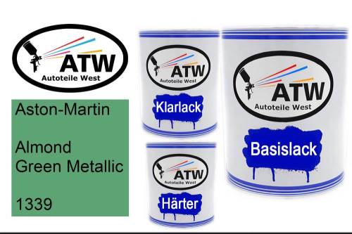 Aston-Martin, Almond Green Metallic, 1339: 1L Lackdose + 1L Klarlack + 500ml Härter - Set, von ATW Autoteile West.